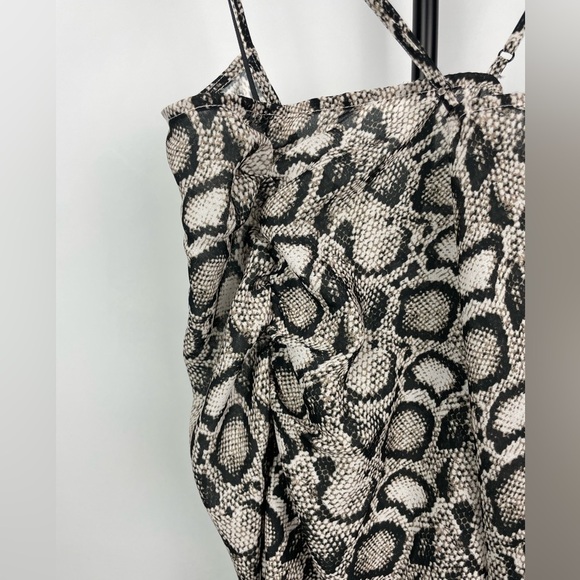 Good American Brown Black The Ruched Snake Print Lightweight Cami Blouse - Picture 9 of 9